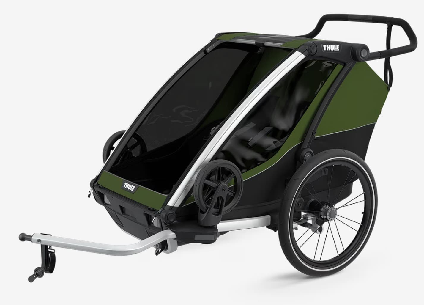 Remorque vélo poussette premium Thule Chariot Cab avec sièges inclinables et espace de rangement